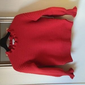 Madewell Ribbed Sweater with Ruffle Collar